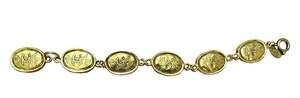 ⁠Auth Vintage CHANEL Gold Tone CC Crown Anchor Oval Link Station Bracelet France